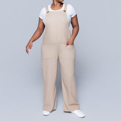 Stone Rayon Linen Jumpsuit