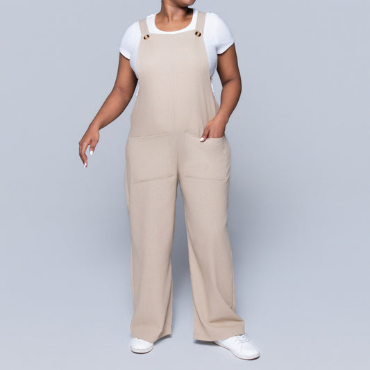 Stone Rayon Linen Jumpsuit