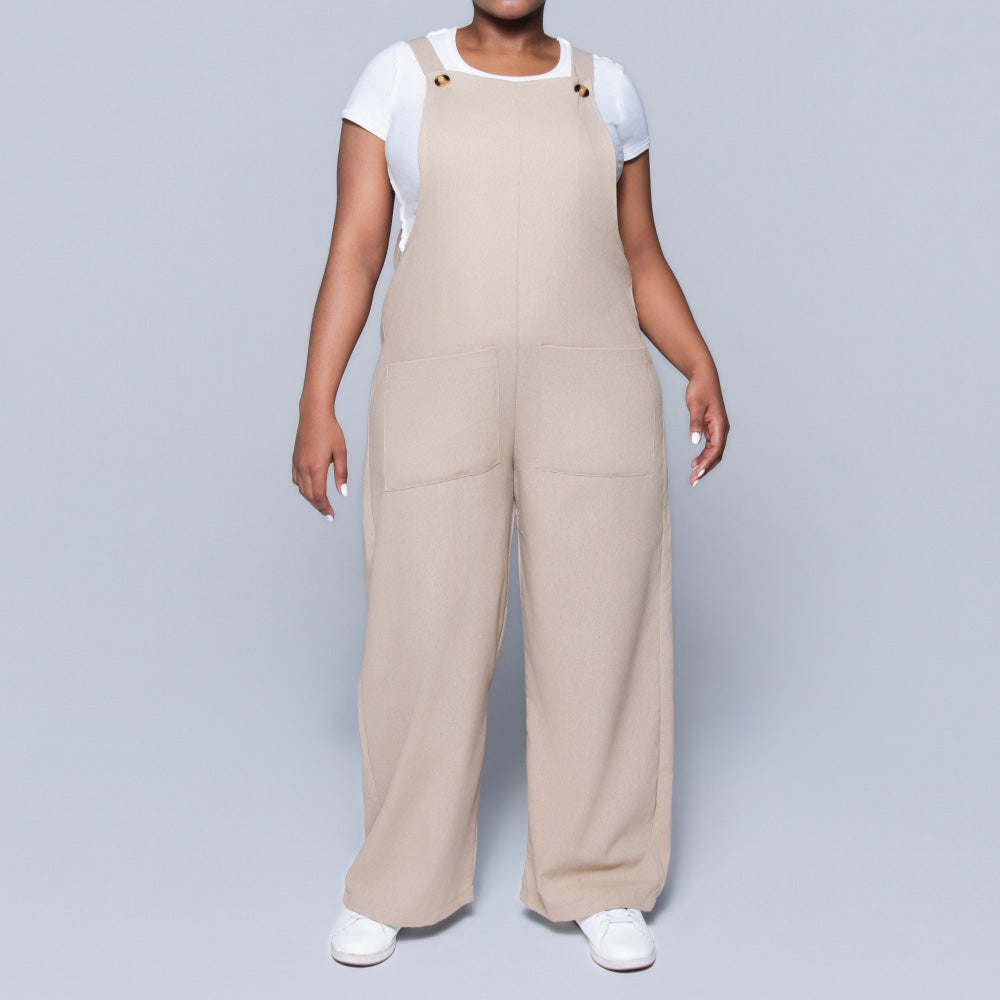 Stone Rayon Linen Jumpsuit