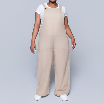 Stone Rayon Linen Jumpsuit