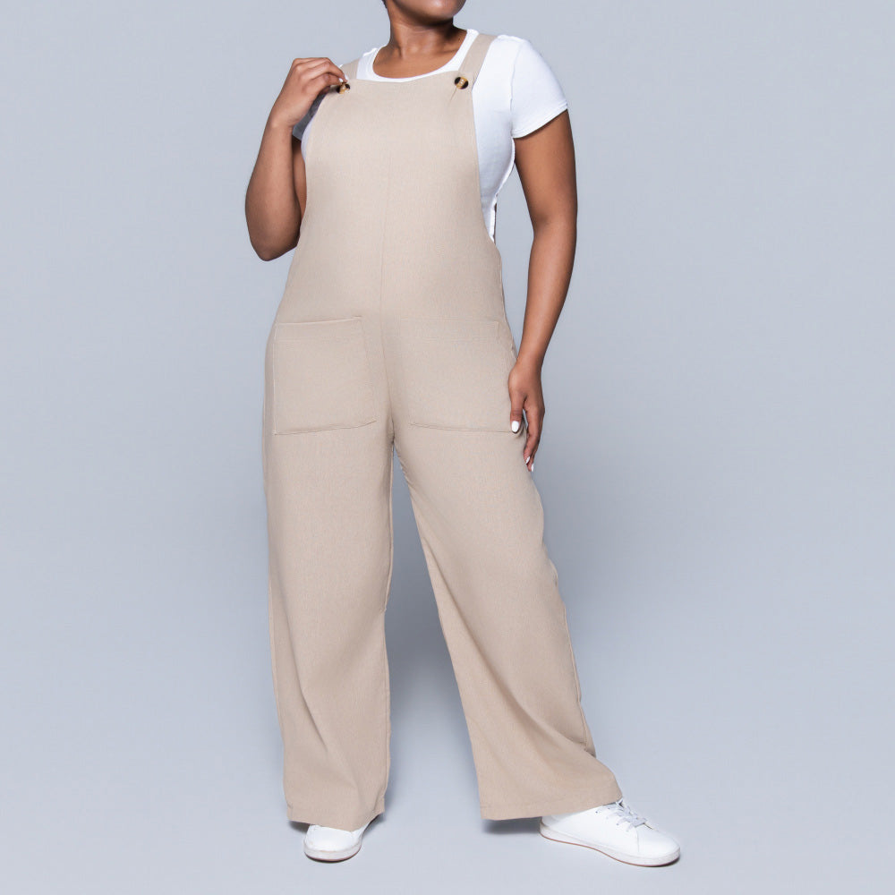 Stone Rayon Linen Jumpsuit