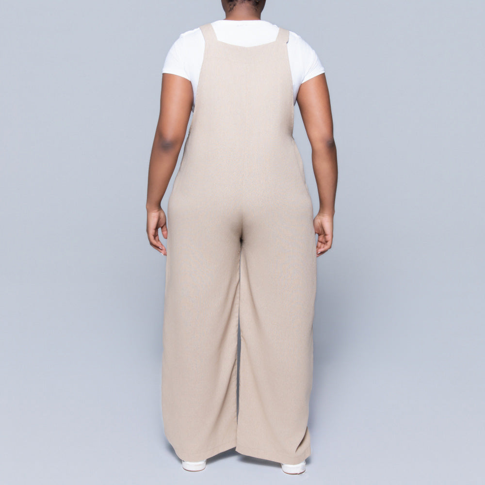 Stone Rayon Linen Jumpsuit