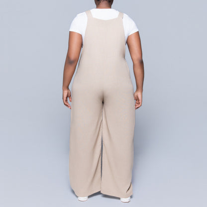 Stone Rayon Linen Jumpsuit