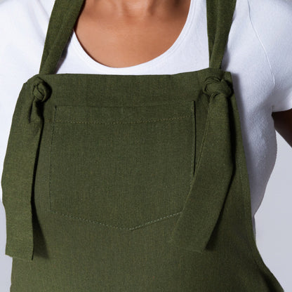 Plain  Linen Olive Jumpsuit