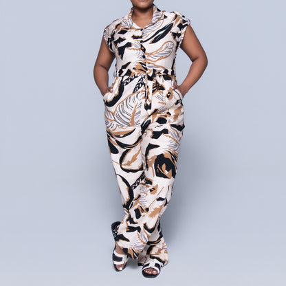 Camel/Black Printed Jumpsuit