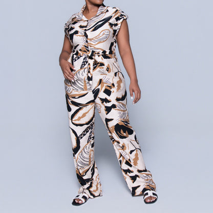 Camel/Black Printed Jumpsuit