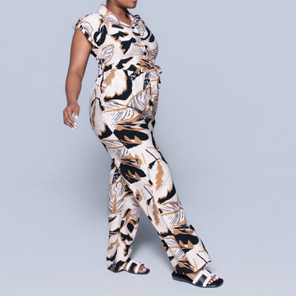 Camel/Black Printed Jumpsuit