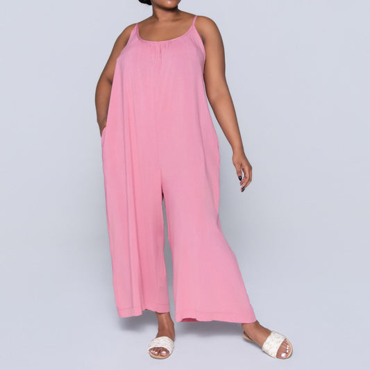 Strappy Plain Rose Jumpsuit