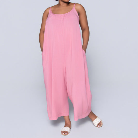 Strappy Plain Rose Jumpsuit