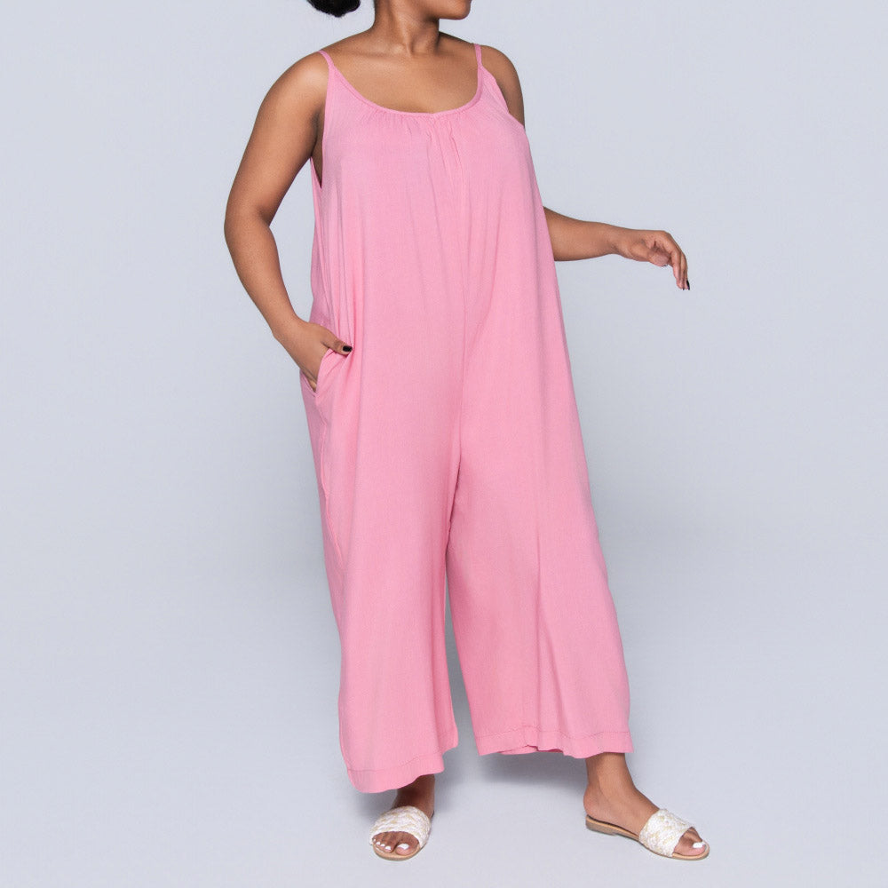 Strappy Plain Rose Jumpsuit