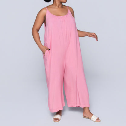 Strappy Plain Rose Jumpsuit