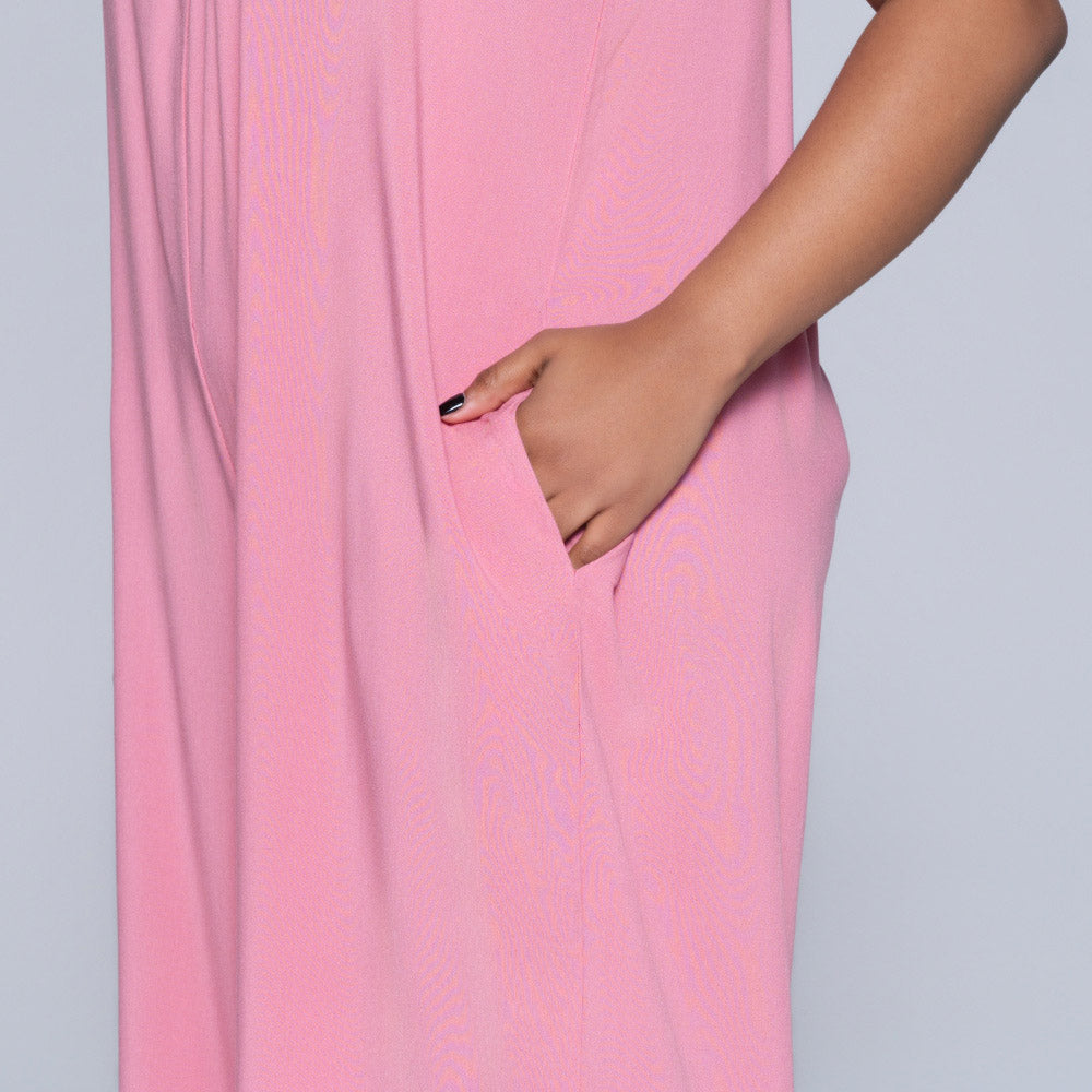 Strappy Plain Rose Jumpsuit