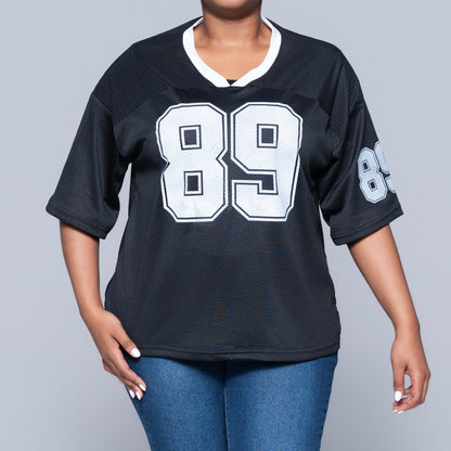 Printed Casual Black Tee