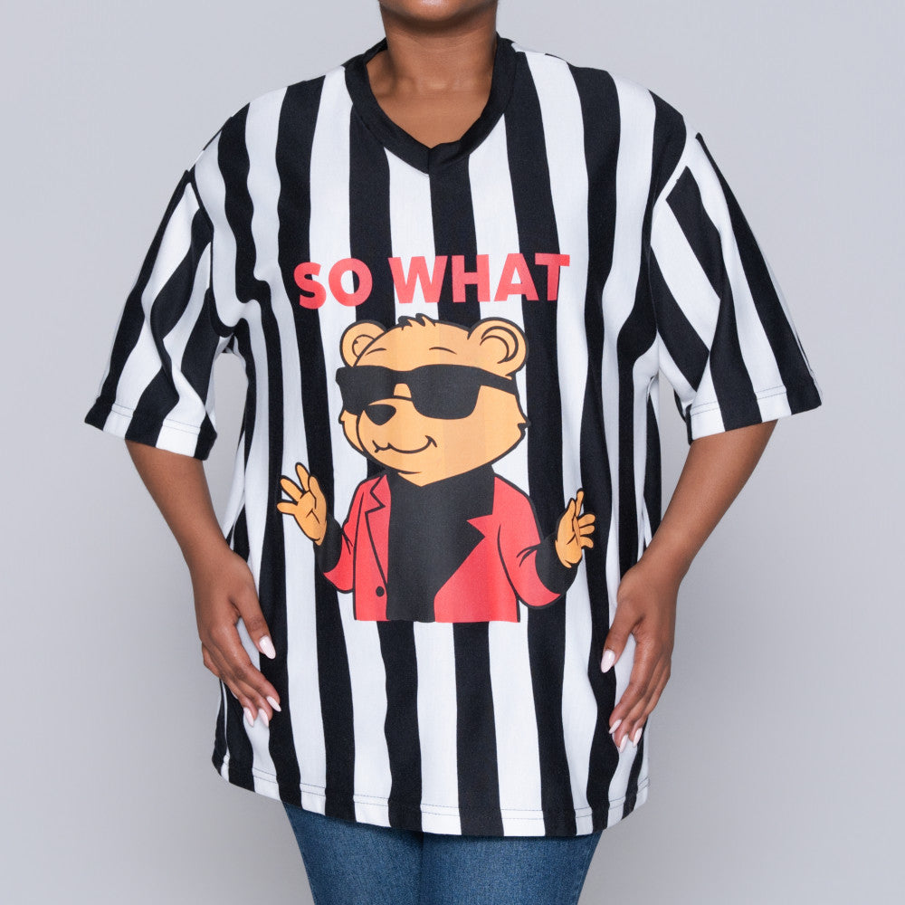 Front Print Striped Top