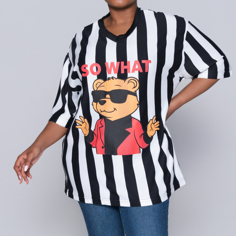 Front Print Striped Top