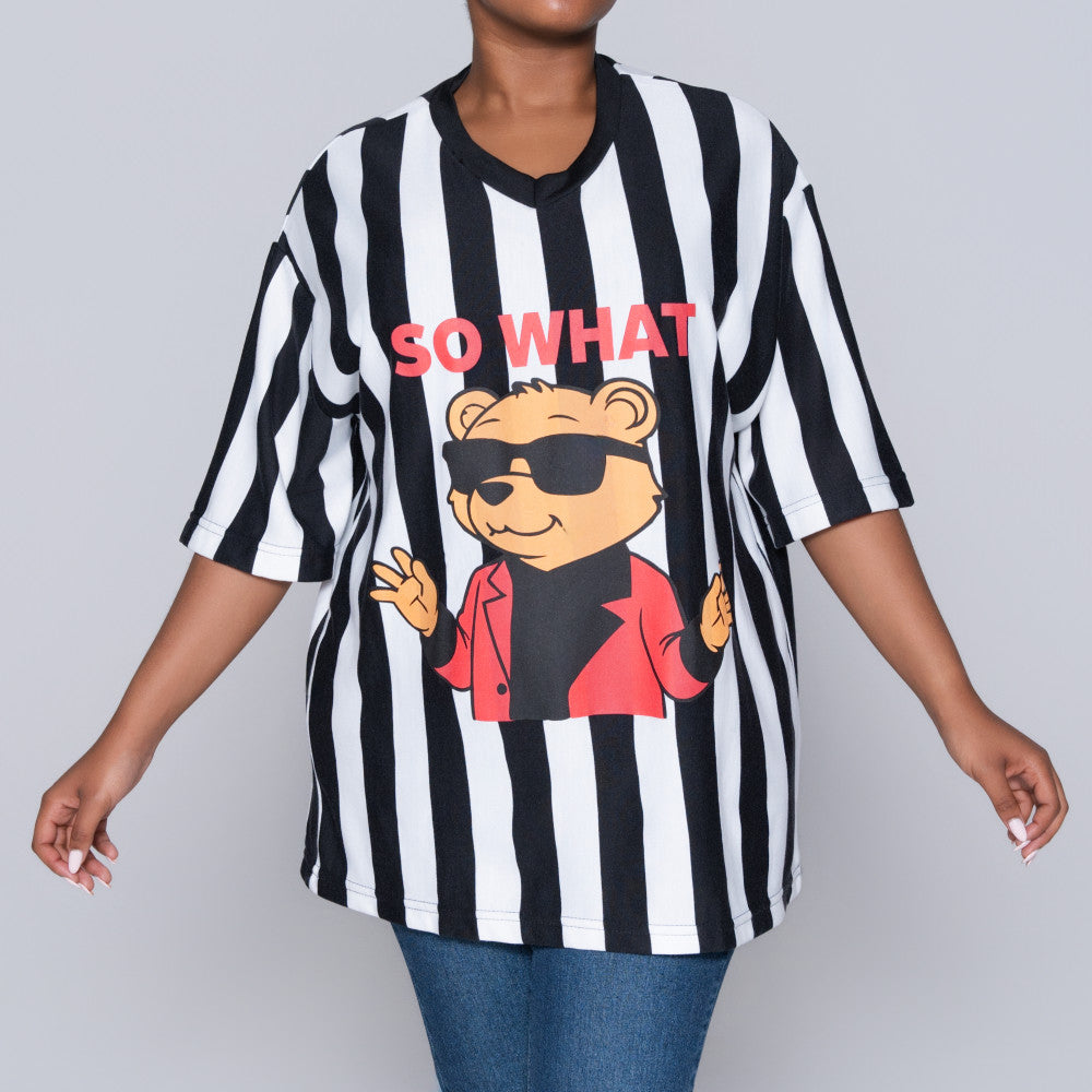 Front Print Striped Top