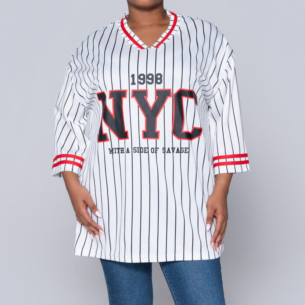 White/Black Birds Eye Top