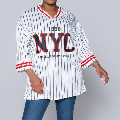 White/Black Birds Eye Top