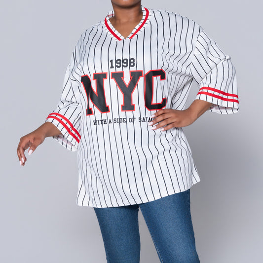 White/Black Birds Eye Top