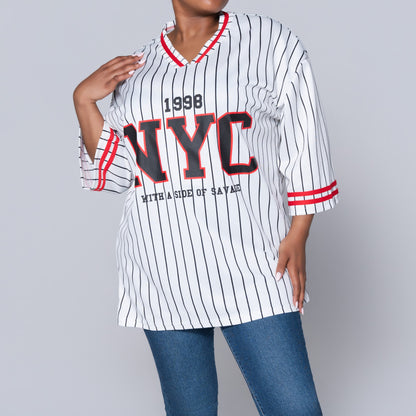 White/Black Birds Eye Top