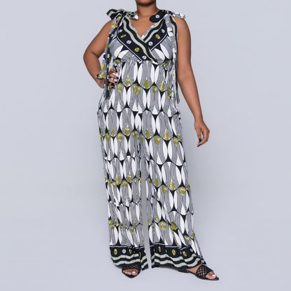 Ladies Printed Chartreuse Jumpsuit