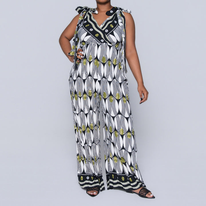 Ladies Printed Chartreuse Jumpsuit