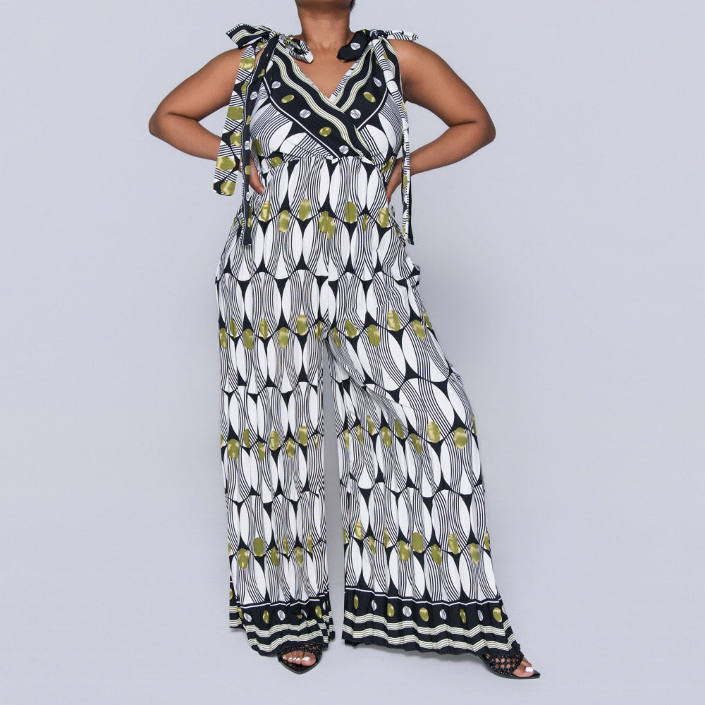Ladies Printed Chartreuse Jumpsuit
