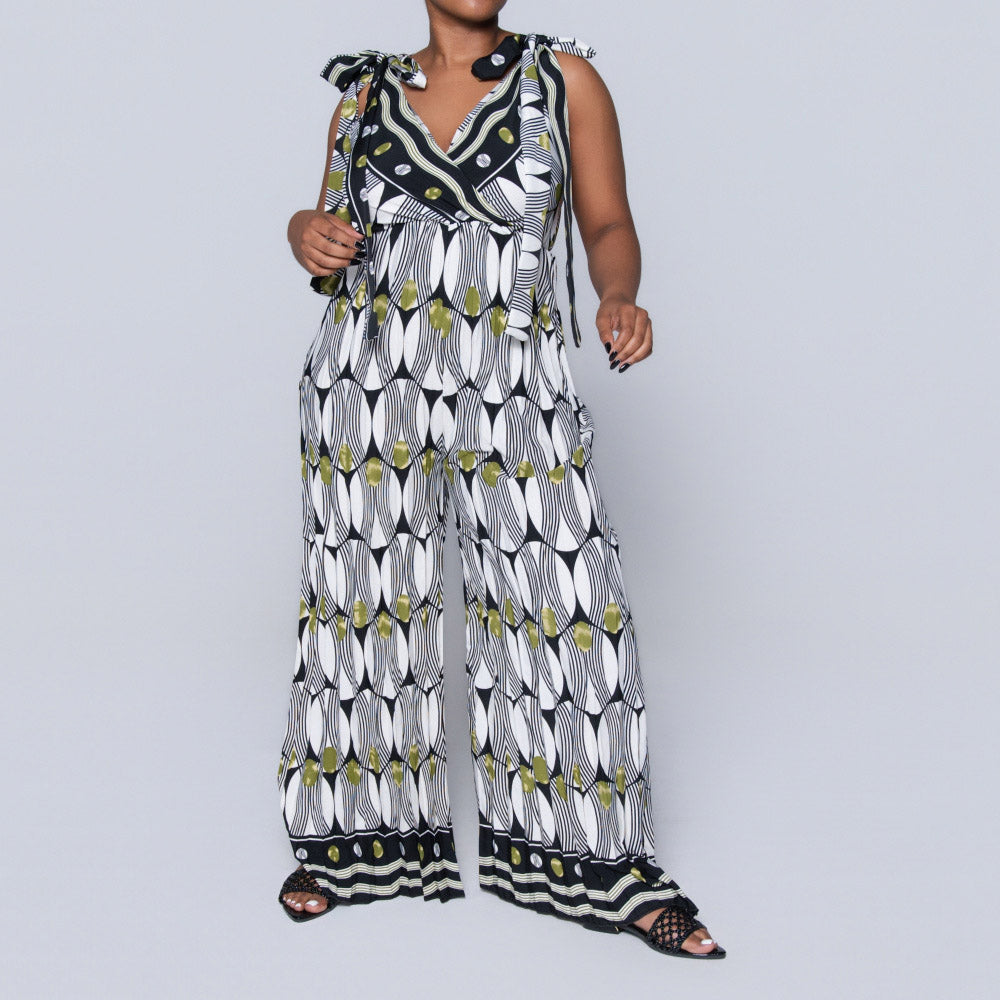 Ladies Printed Chartreuse Jumpsuit