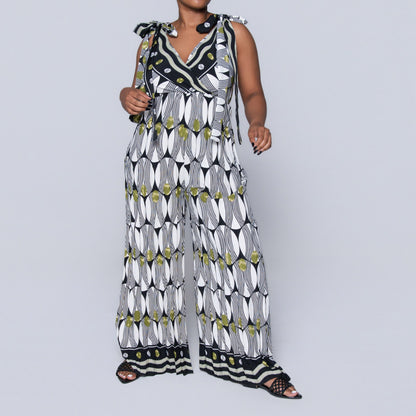 Ladies Printed Chartreuse Jumpsuit