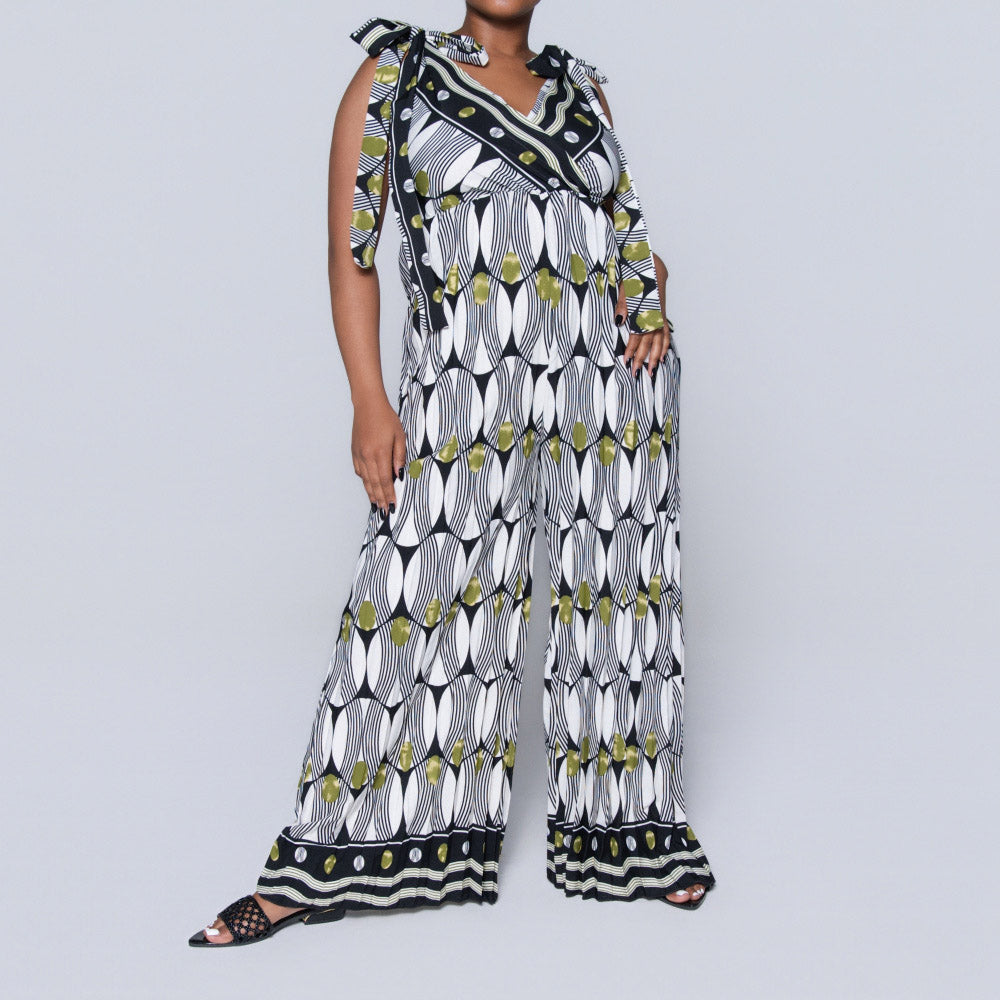 Ladies Printed Chartreuse Jumpsuit