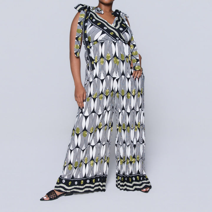 Ladies Printed Chartreuse Jumpsuit