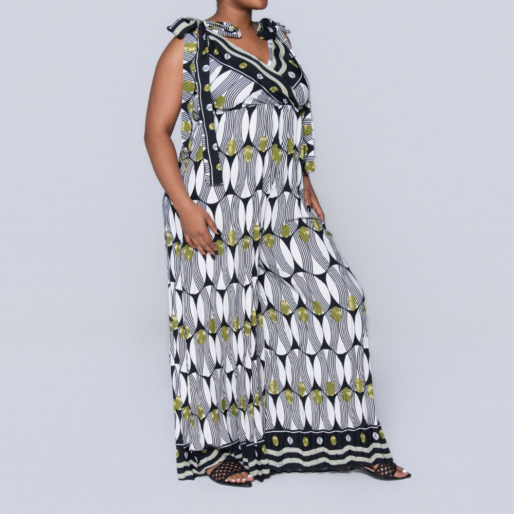 Ladies Printed Chartreuse Jumpsuit