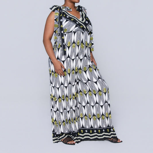 Ladies Printed Chartreuse Jumpsuit