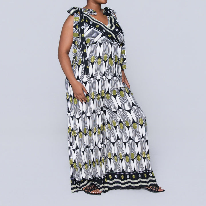 Ladies Printed Chartreuse Jumpsuit
