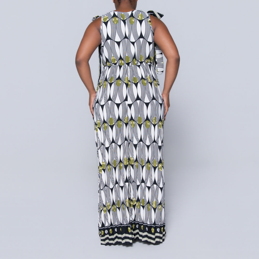 Ladies Printed Chartreuse Jumpsuit