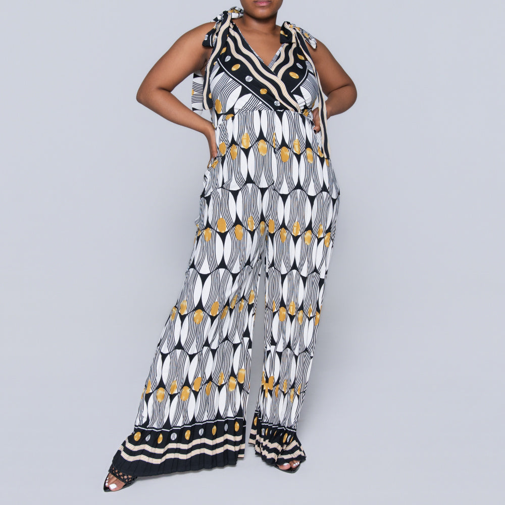 Ladies Printed Mustard Jumpsuit