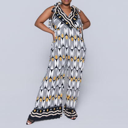 Ladies Printed Mustard Jumpsuit