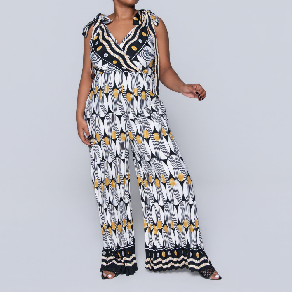 Ladies Printed Mustard Jumpsuit