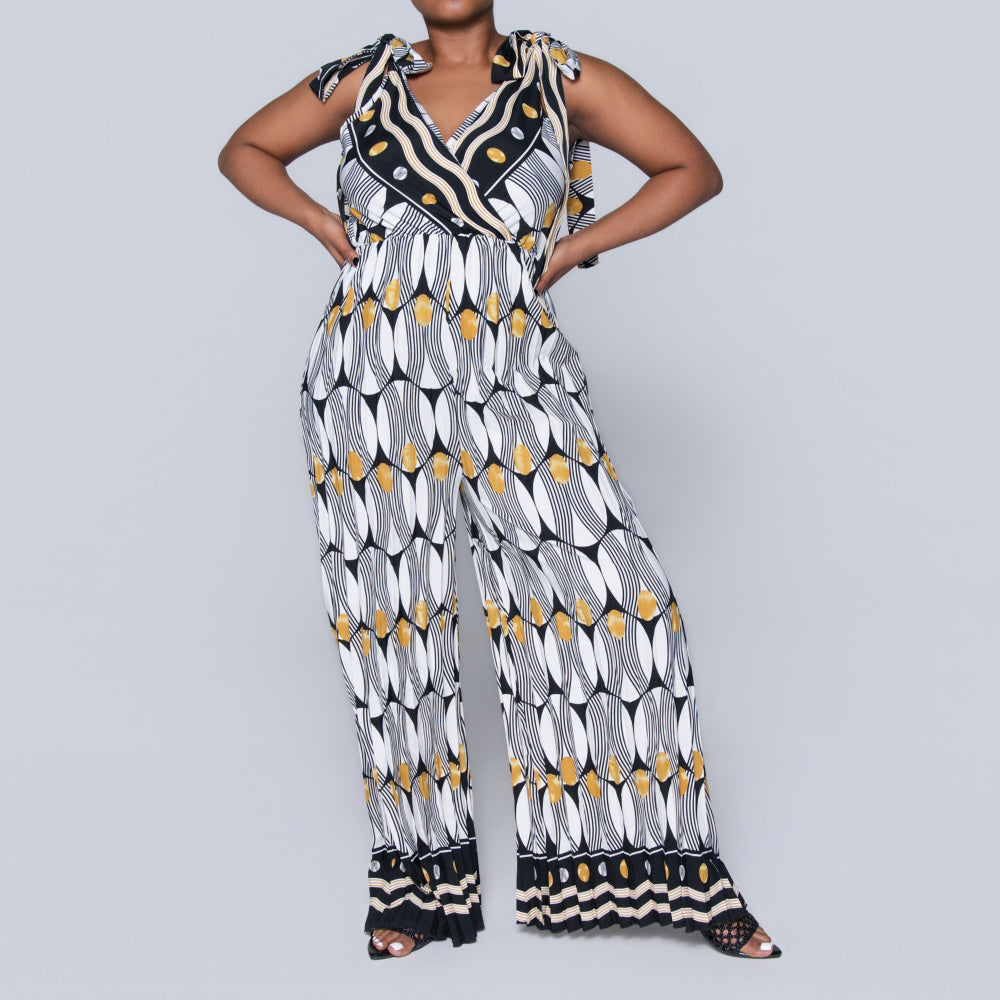 Ladies Printed Mustard Jumpsuit