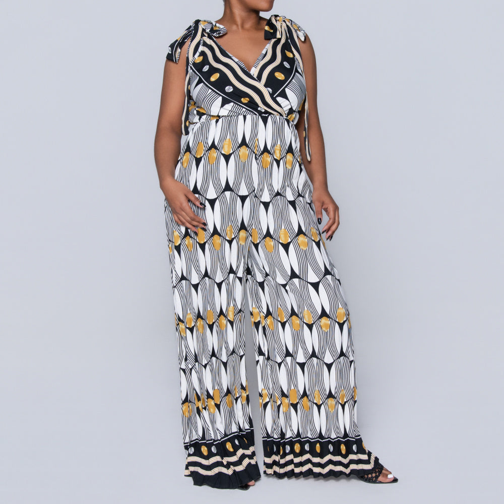 Ladies Printed Mustard Jumpsuit