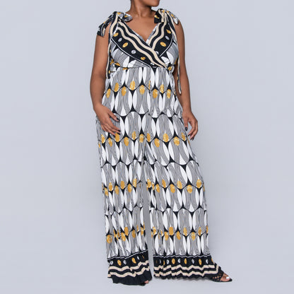 Ladies Printed Mustard Jumpsuit