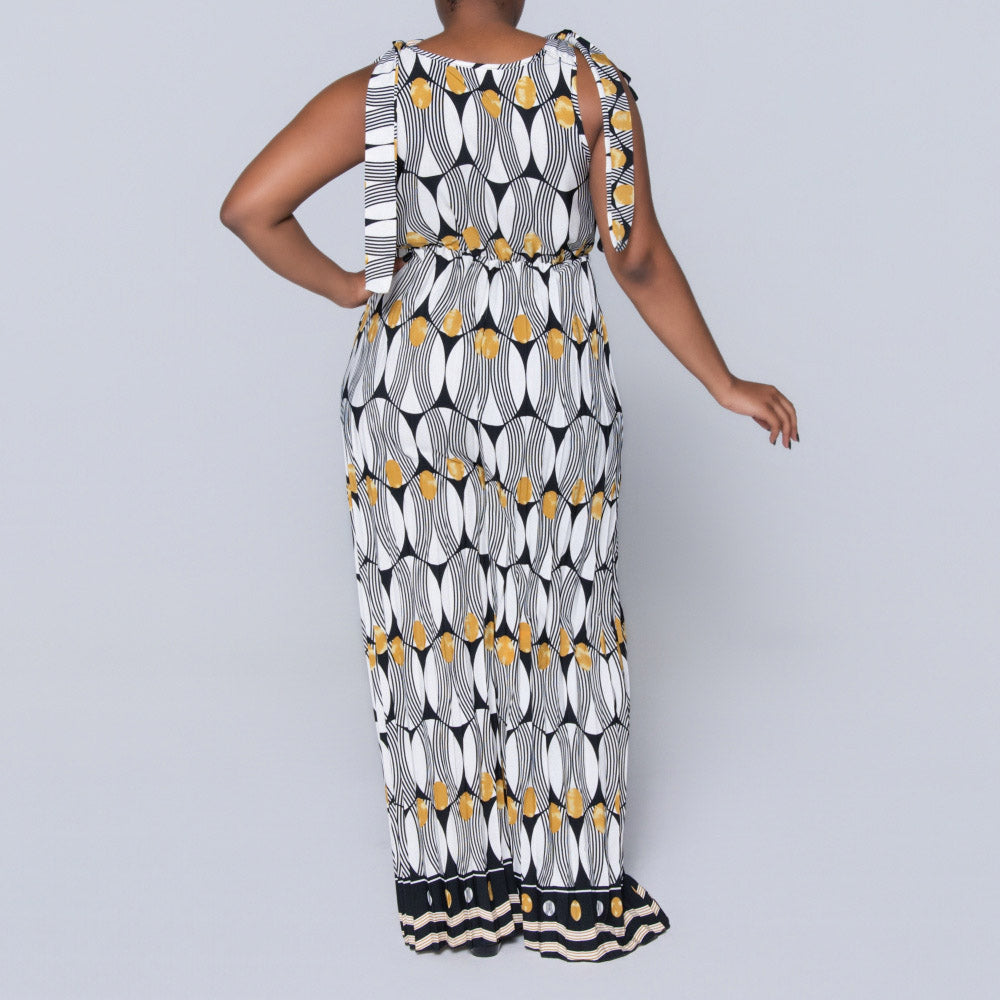 Ladies Printed Mustard Jumpsuit