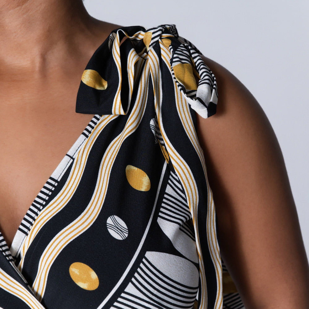 Ladies Printed Mustard Jumpsuit
