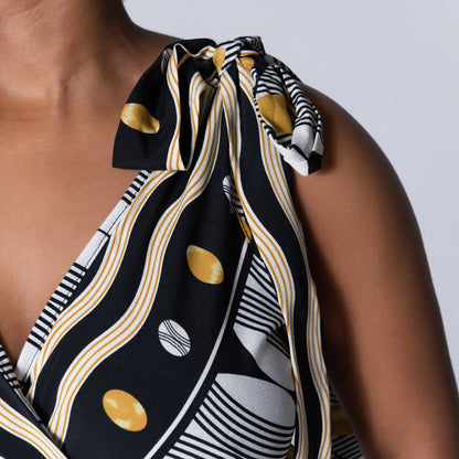Ladies Printed Mustard Jumpsuit