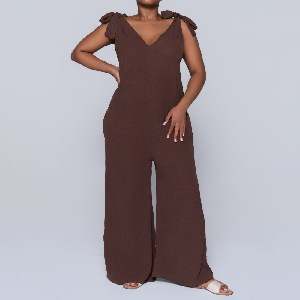 Chocolate Sleeveless Airflow Jumpsuit