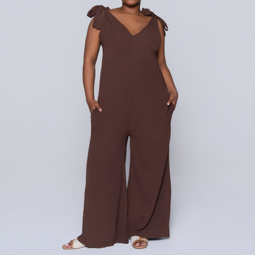 Chocolate Sleeveless Airflow Jumpsuit