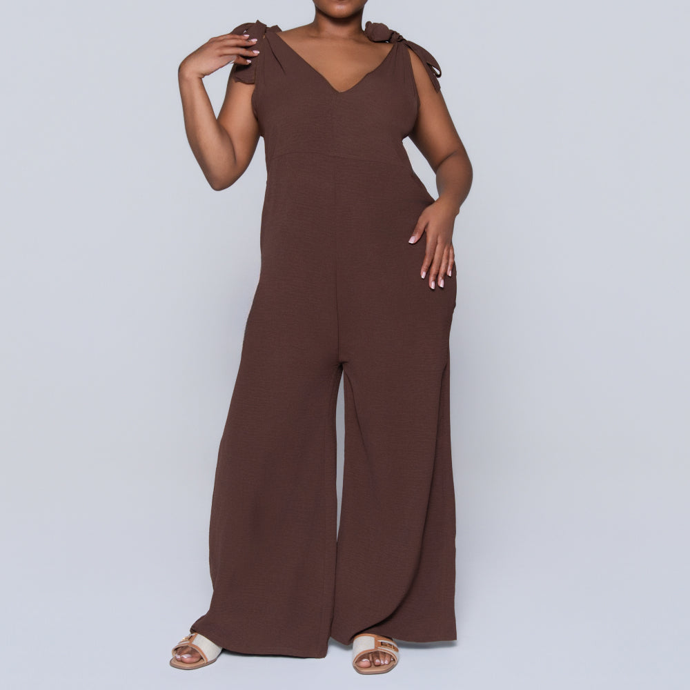 Chocolate Sleeveless Airflow Jumpsuit