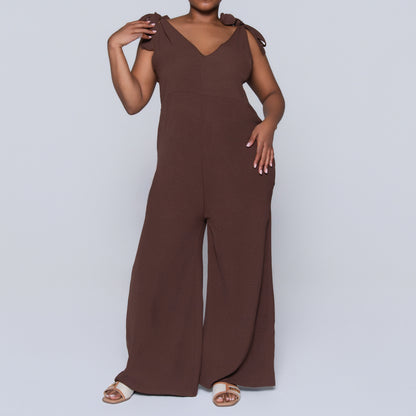 Chocolate Sleeveless Airflow Jumpsuit