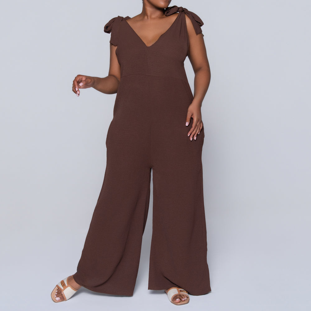 Chocolate Sleeveless Airflow Jumpsuit