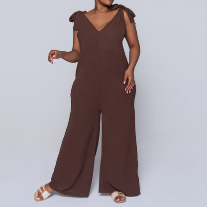 Chocolate Sleeveless Airflow Jumpsuit